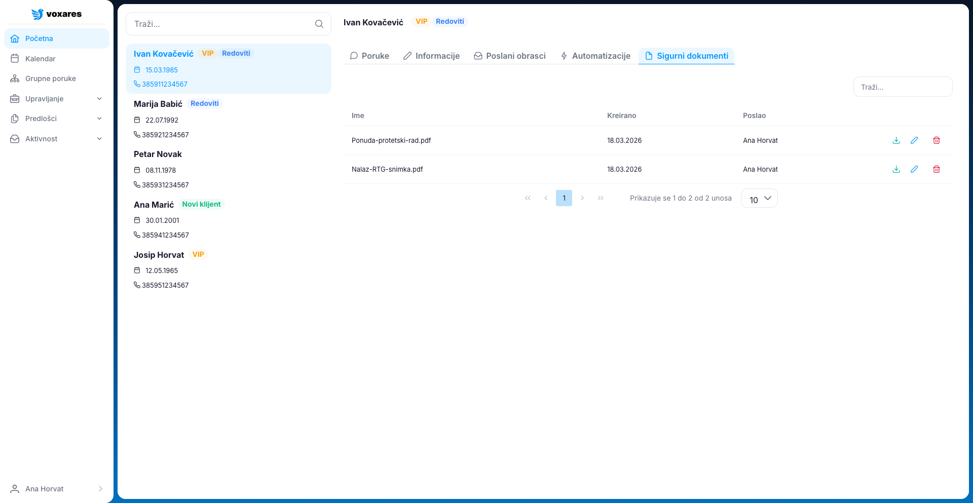 Popis sigurnih dokumenata klijenta